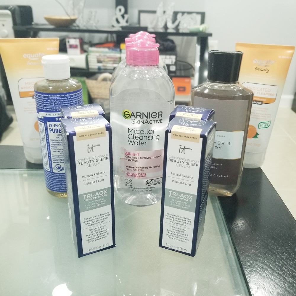 Bundle beauty supplies for face care basket